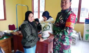 Babinsa Talawe Turun Lapangan, Bagikan Beras Buat Warga