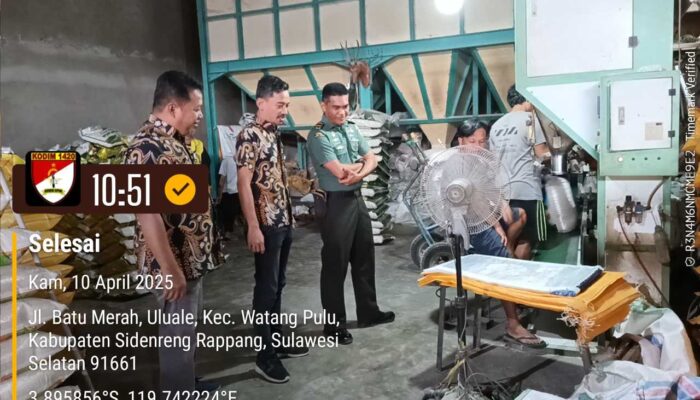 Jaga Stok Beras Aman, TNI dan Bulog Sambangi Penggilingan Padi di Sidrap