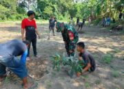 Hijaukan Kembali Benteng, Babinsa Baranti Tanam Pohon Buah Bareng Warga