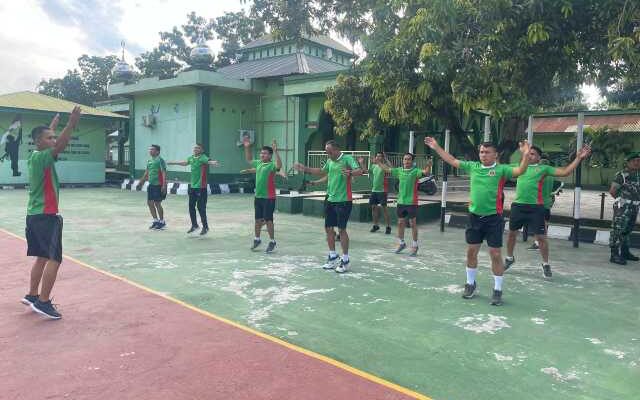 Personel Kodim 1420/Sidrap Pacu Fisik Sejak Fajar