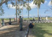 Babinsa Koramil 1420-06/Pancarijang, dan Mahasiswa KKN Bersatu Percantik TMP Mario di Sidrap