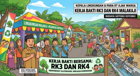 Kepala Lingkungan Malakaji dan Para RT Ajak Masyarakat Gelar Kerja Bakti RK3 dan RK4