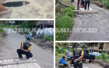 Jalan Penghubung Tonrorita–Tompobulu Amblas! Lurah Sigap Pasang Jembatan Darurat