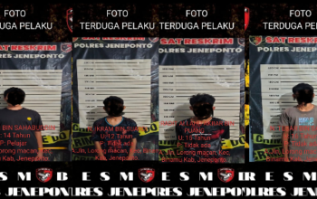 Tim Pegasus Resmob Jeneponto Ungkap Kasus Pencurian Tas Berisi Rp15 Juta dan HP di Lapangan Passamaturukang, Empat Remaja Diamankan