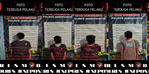 Tim Pegasus Resmob Jeneponto Ungkap Kasus Pencurian Tas Berisi Rp15 Juta dan HP di Lapangan Passamaturukang, Empat Remaja Diamankan